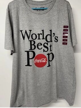 Coca Cola Grey Tee with Red Logo and Navy Text